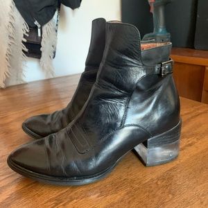 Jeffrey Campbell clear heel ankle boots